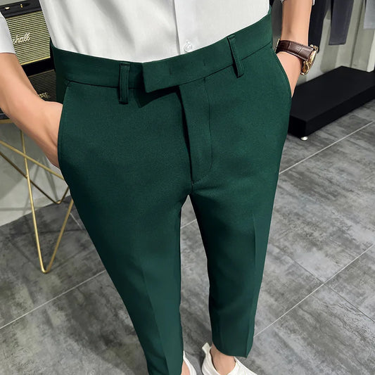 2024 Summer Fashion Mens Dark Green Suit Pants