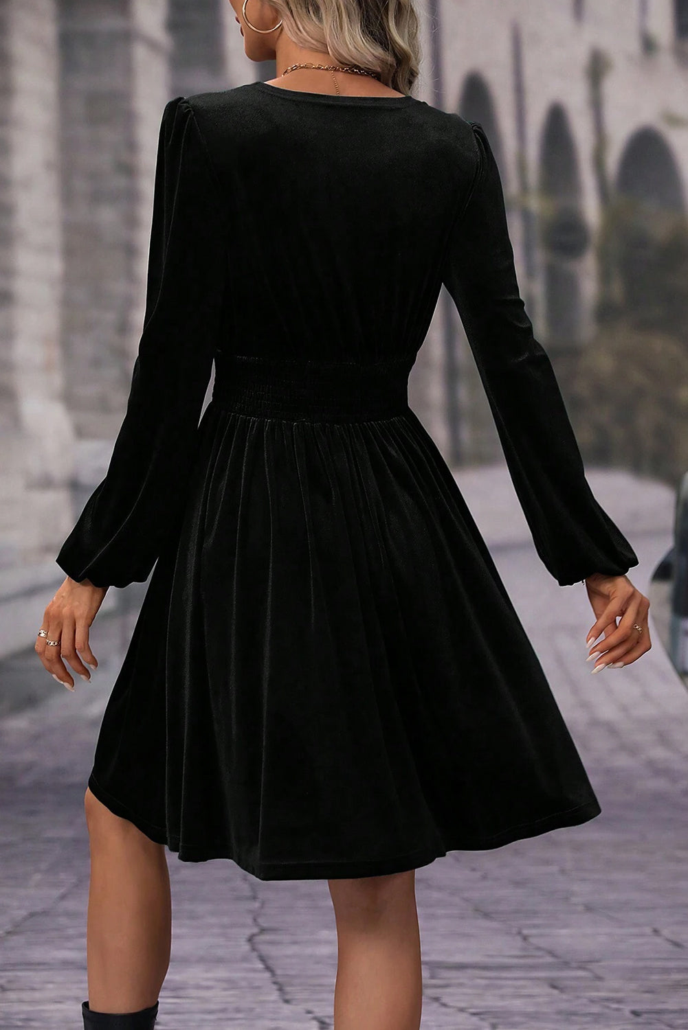 Surplice Long Sleeve Mini Dress