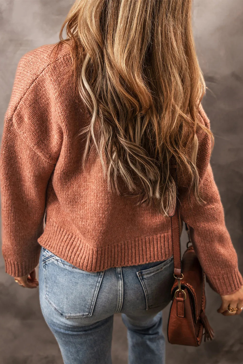 Open Front Dropped Shoulder Cardigan