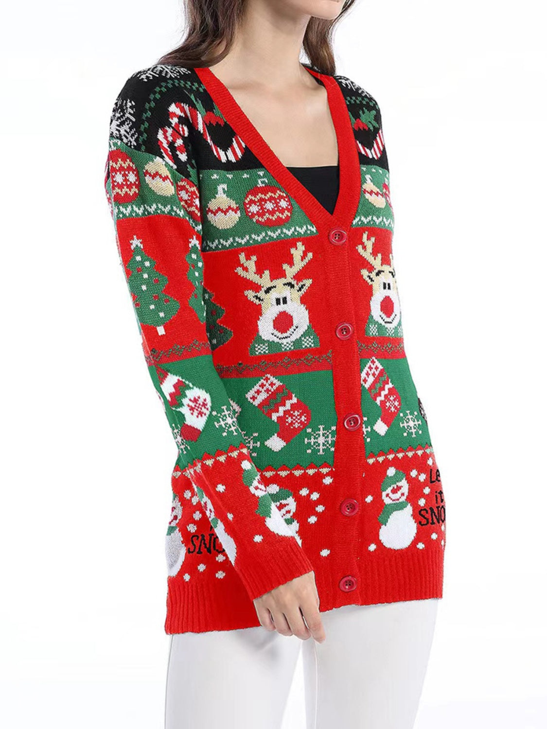 Reindeer Button Up Long Sleeve Cardigan