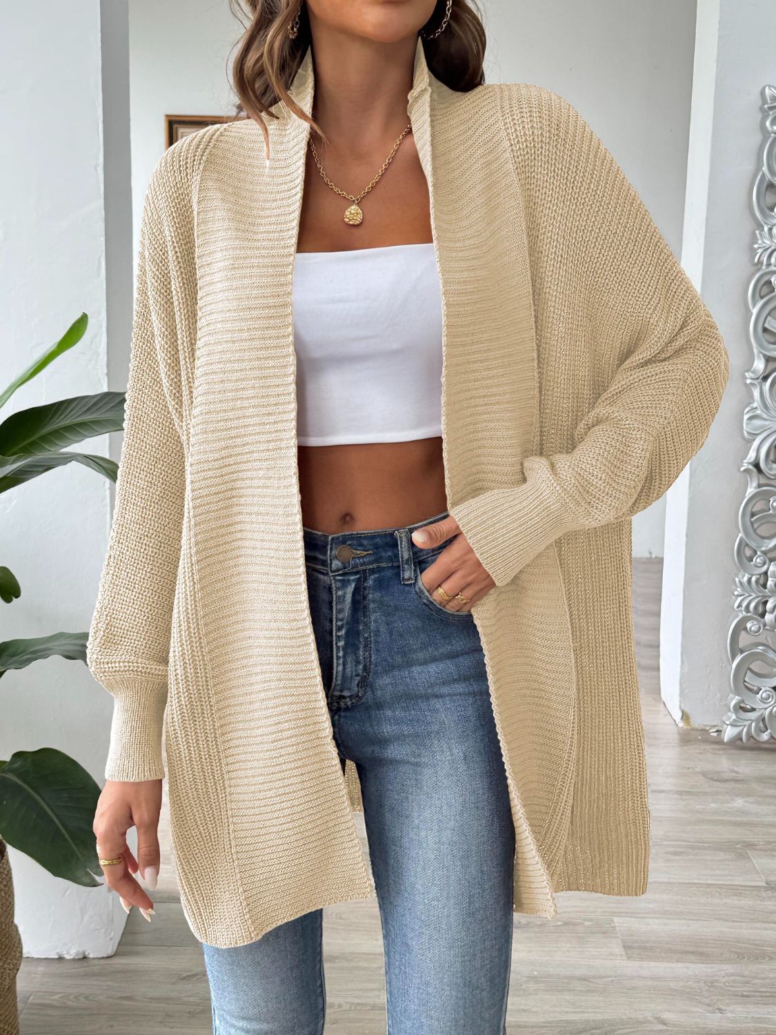 Open Front Long Sleeve Cardigan