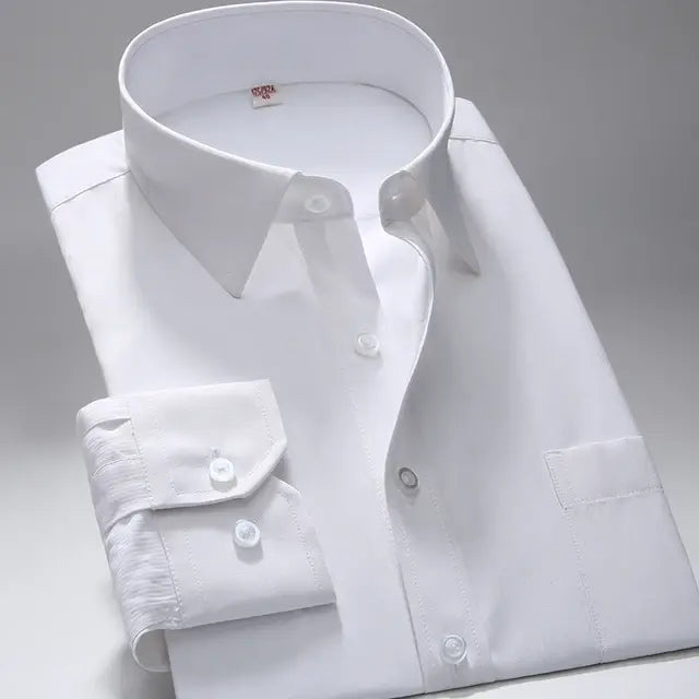 Men's cotton soft and comfortable pocket-less thin formal white work shirt business long-sleeved shirt men's slim shirt