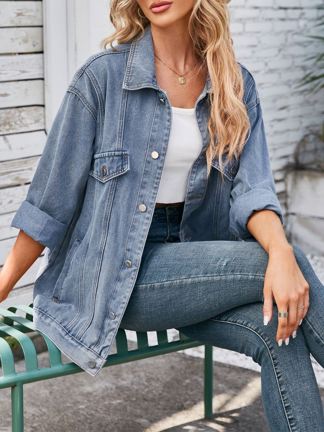 Button Up Long Sleeve Denim Jacket