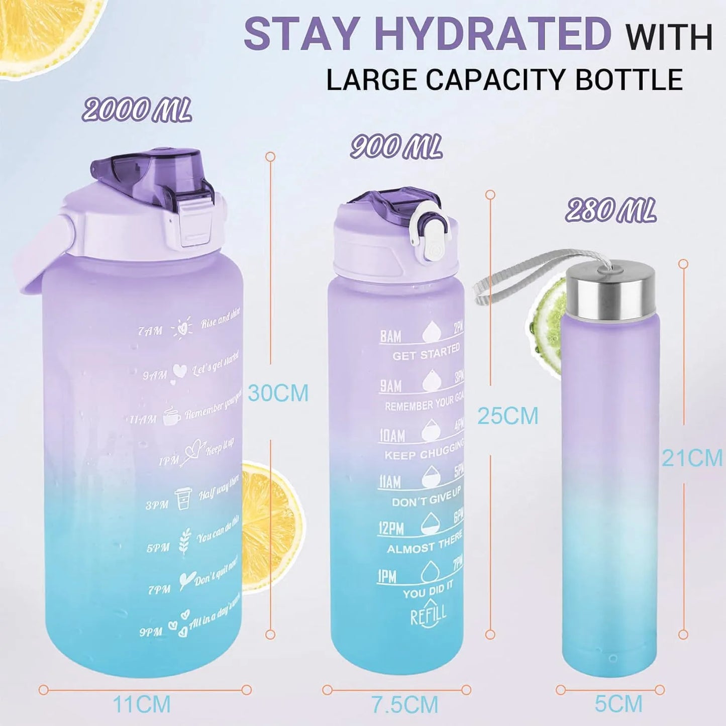 Motivational Water Bottle Set Of 3