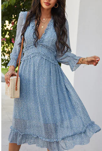 Fashion Long Sleeve Midi summer Dress