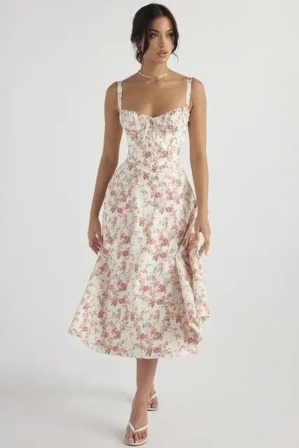 Sleeveless Elegant Flowers summer Dress