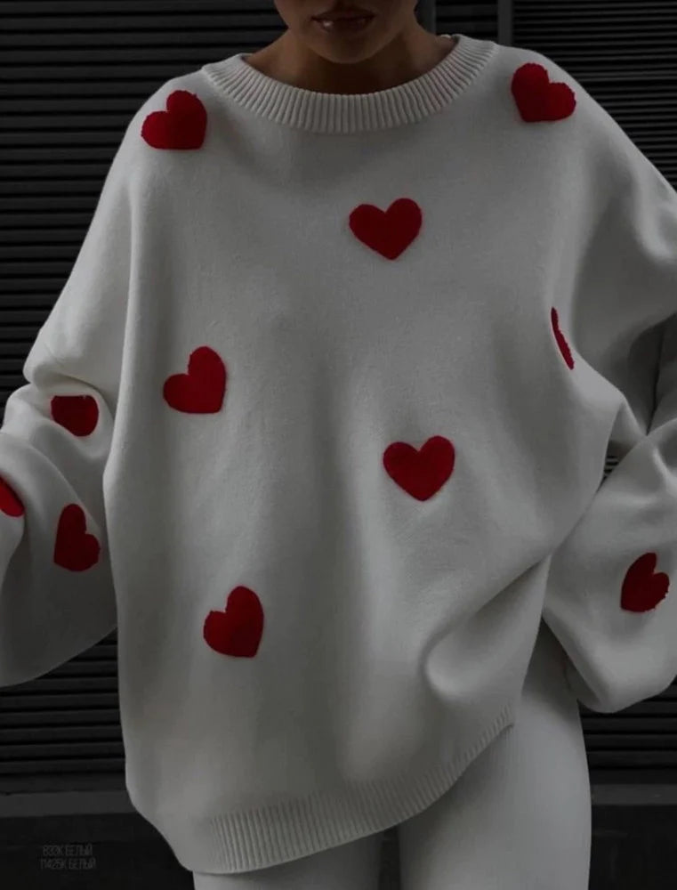 Embroidered Red Heart Sweater