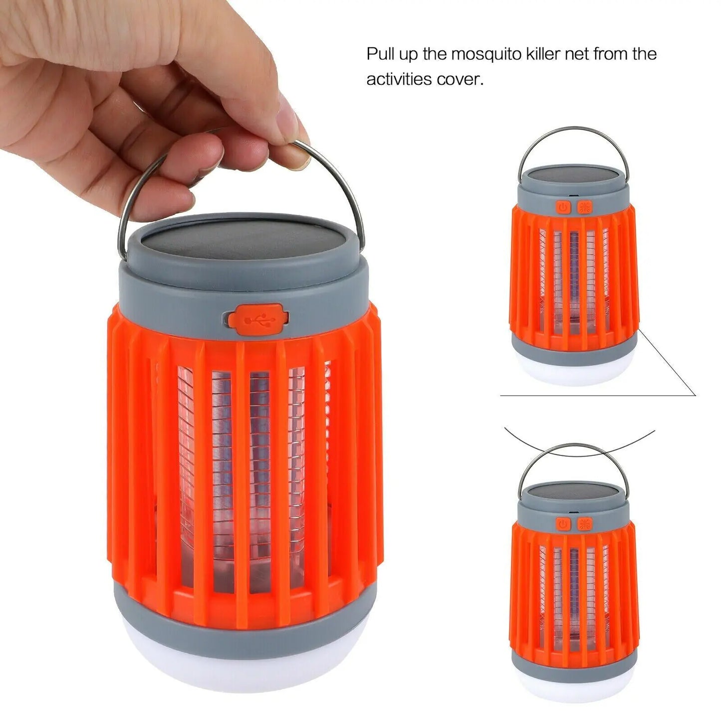 Solar USB Mosquito Light Fly Bug Insect Zapper Trap Pest Lamp