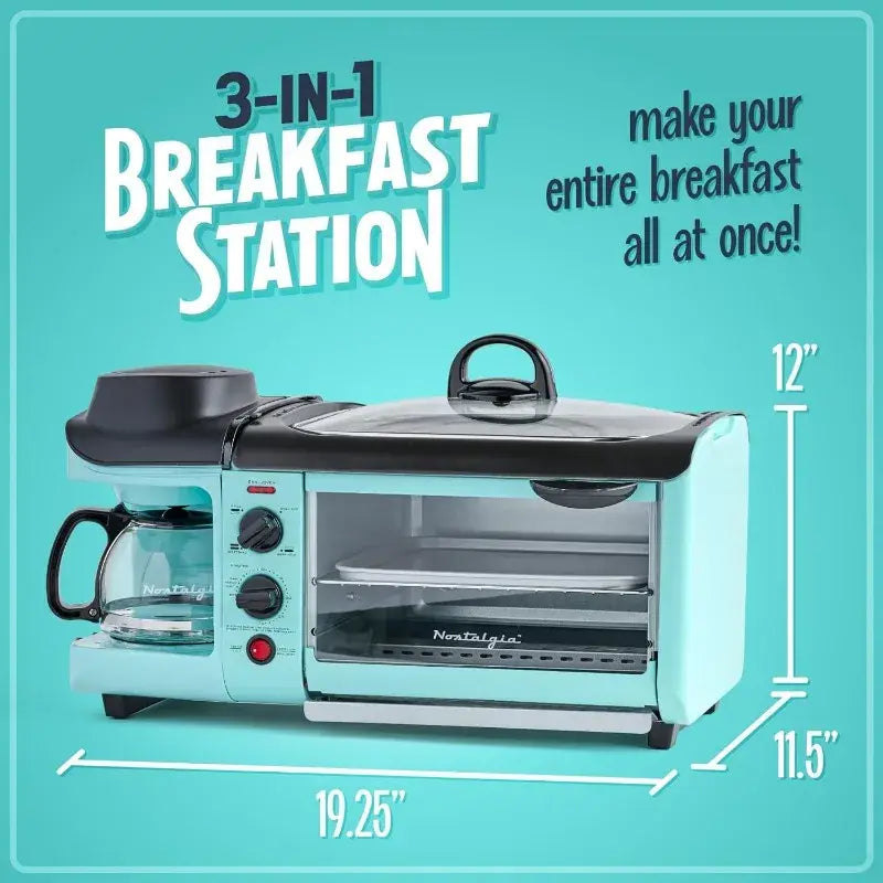 Nostalgia 3-in-1 Breakfast Station - Includes Coffee Maker, Non-Stick Griddle