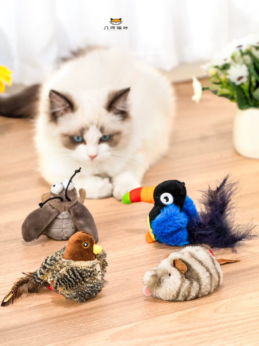 Gigwi Mouse Artificial interactive birds Relieving Stuffy Toy Cat with Sound