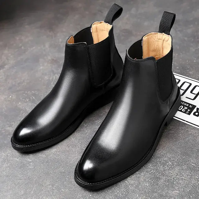 Men's Classic Retro Genuine Leather Chelsea Boots Men Fashion Ankle Boot Mens Casual British Style Short Boot High-Top Shoes