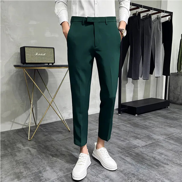 2024 Summer Fashion Mens Dark Green Suit Pants