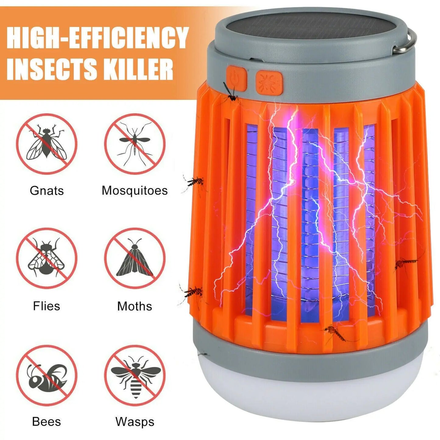 Solar USB Mosquito Light Fly Bug Insect Zapper Trap Pest Lamp