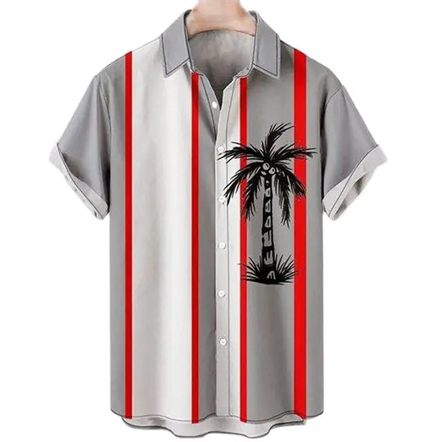 3D Coconut Tree Hawaiian Shirts For Men  Summer Beach Short Sleeve