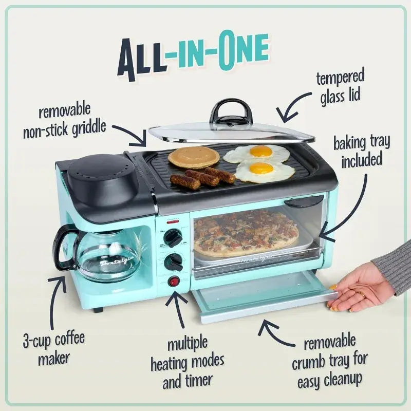 Nostalgia 3-in-1 Breakfast Station - Includes Coffee Maker, Non-Stick Griddle