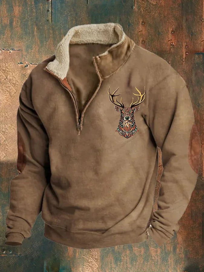 Men's Trendy Printed Half-Zip Fleece