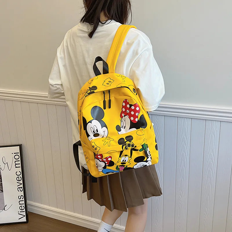 Disney Mickey PU Leather Backpack Classic Cartoon Laptop Bag Minnie Mouse Large Capacity School Bag for Women Fashion Tote Bag