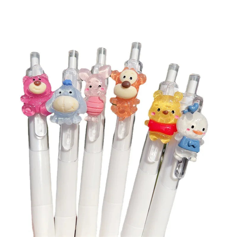 2pcs Cute Pink Pig Gel Pen Crystal Pendant Pen Black Ink Kawaii Pens Back To School Aesthetic Stationery School Office Supplie