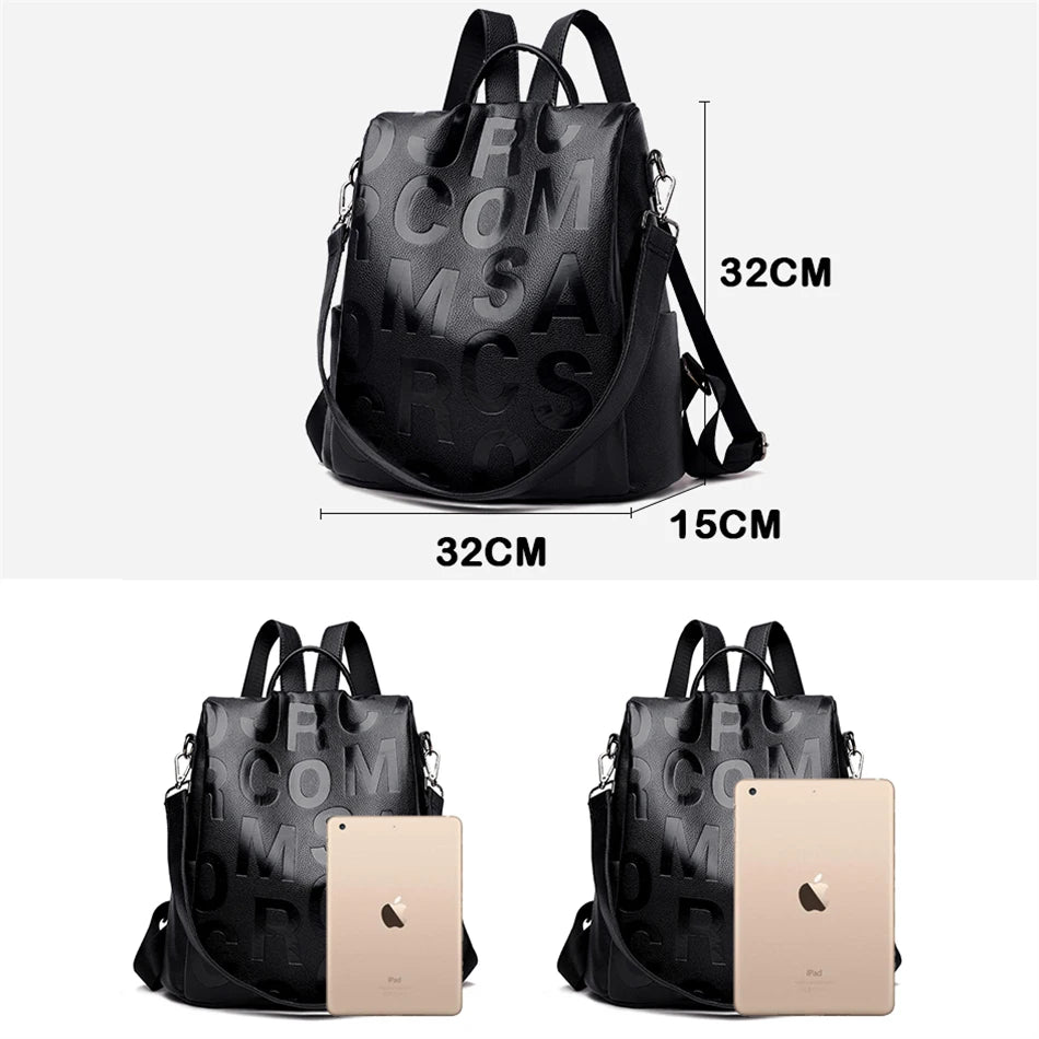 2024 Trend Anti-theft Women Backpack High Quality Soft Leather Rucksack School Bags for Girls Large Capacity Travel Sac A Dos