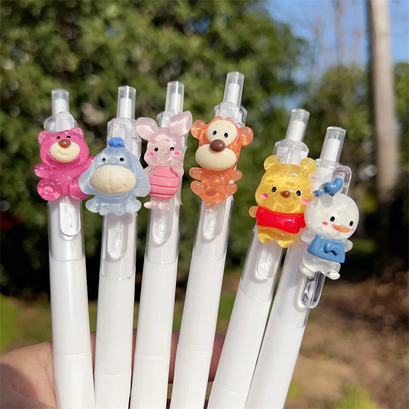 2pcs Cute Pink Pig Gel Pen Crystal Pendant Pen Black Ink Kawaii Pens Back To School Aesthetic Stationery School Office Supplie