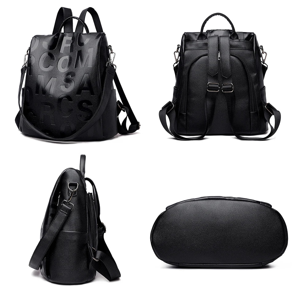 2024 Trend Anti-theft Women Backpack High Quality Soft Leather Rucksack School Bags for Girls Large Capacity Travel Sac A Dos