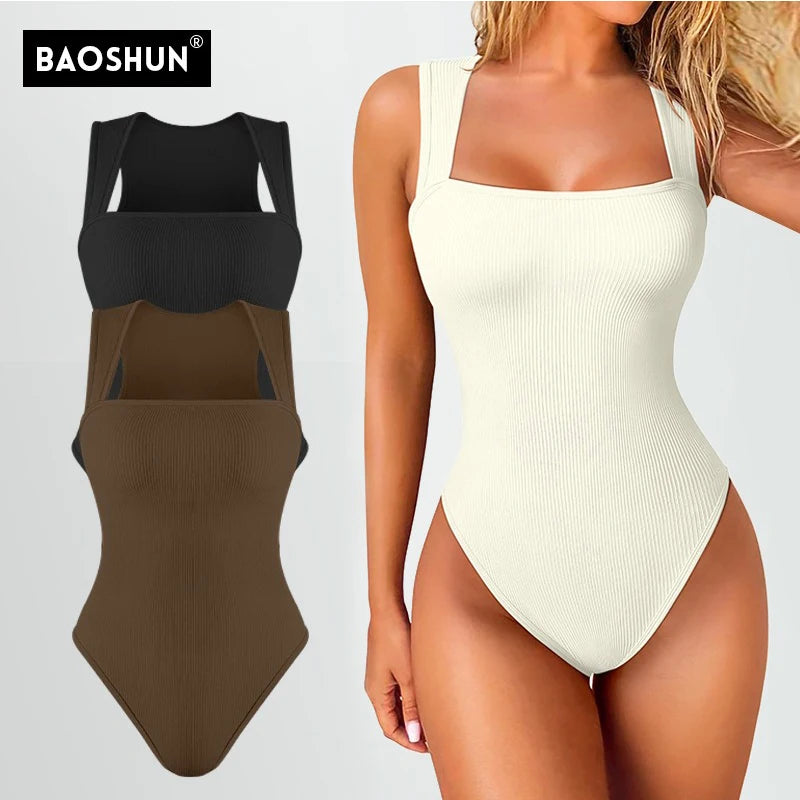 Bodysuit High Waist for Women Cupless Comfortable Square Collar Shapewear Ultra Elastic Slim Thong Shapewear Jumpsuit