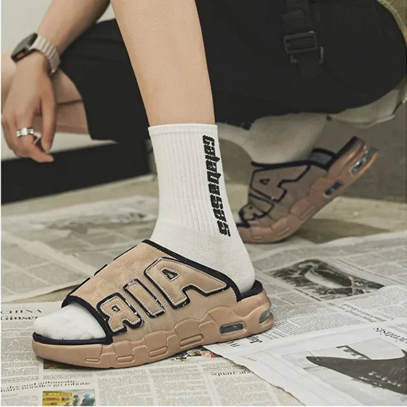 2024 New Style Slippers for Men Beach Summer Men's Casual Sports Slippers Outdoor Non-slip Platform Breathable Open-Toe Sandals