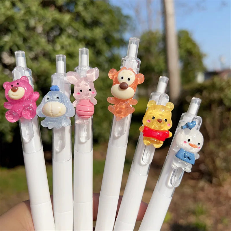 2pcs Cute Pink Pig Gel Pen Crystal Pendant Pen Black Ink Kawaii Pens Back To School Aesthetic Stationery School Office Supplie