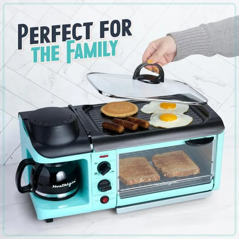 Nostalgia 3-in-1 Breakfast Station - Includes Coffee Maker, Non-Stick Griddle