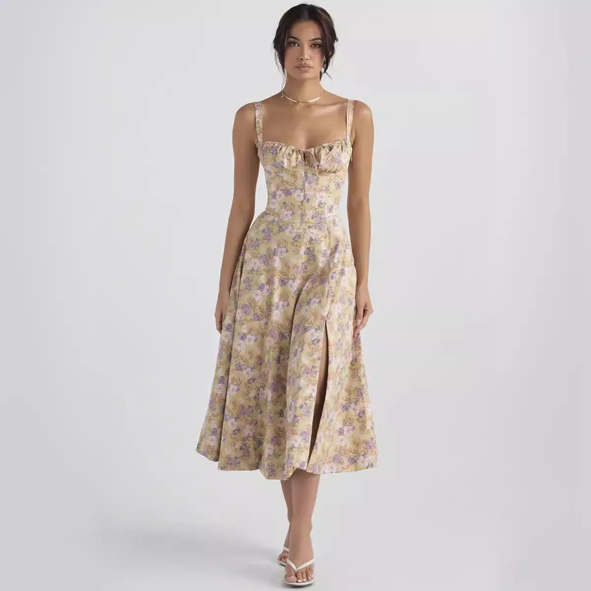 Sleeveless Elegant Flowers summer Dress