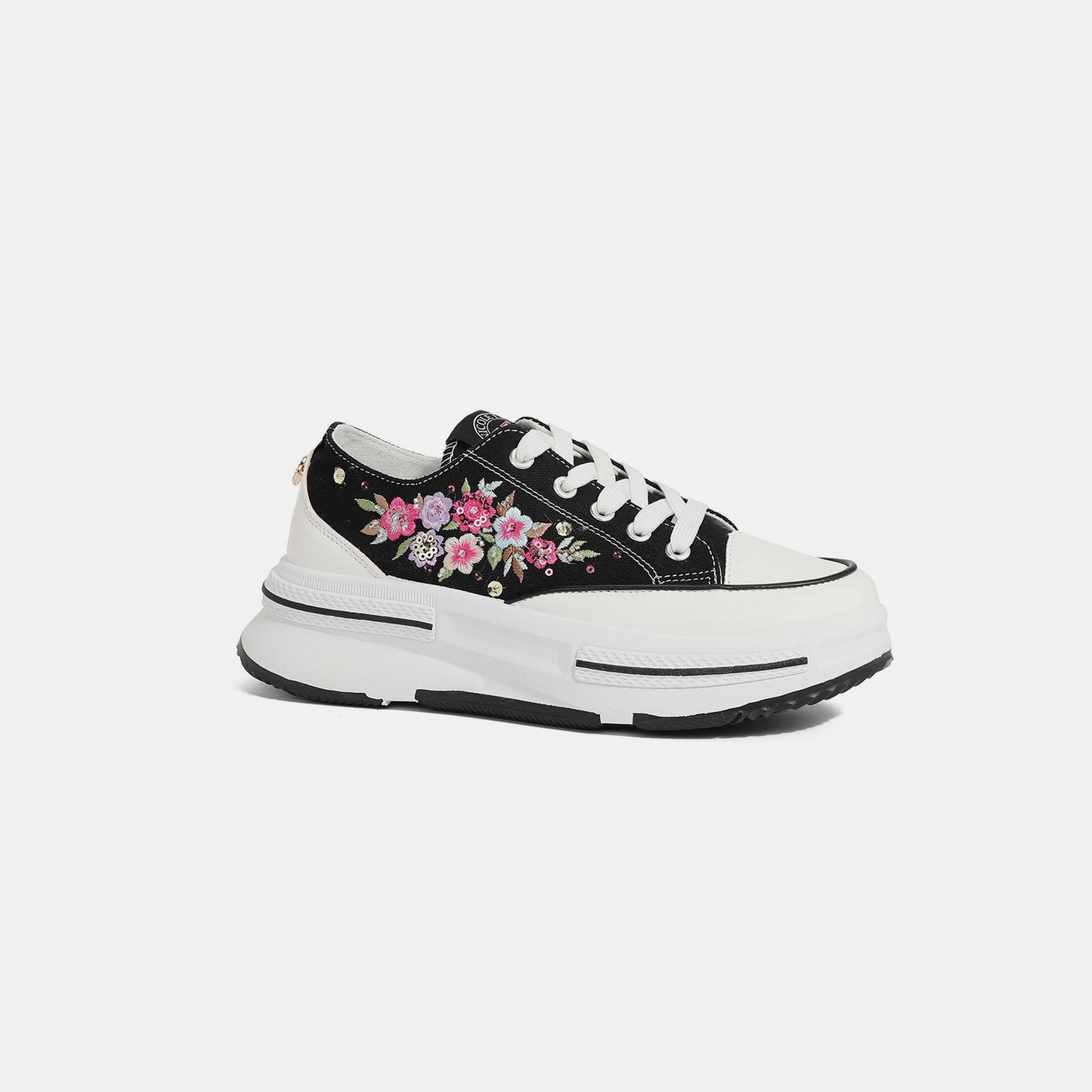 Nicole Lee USA Embroidery Detail Platform Lace-Up Sneakers