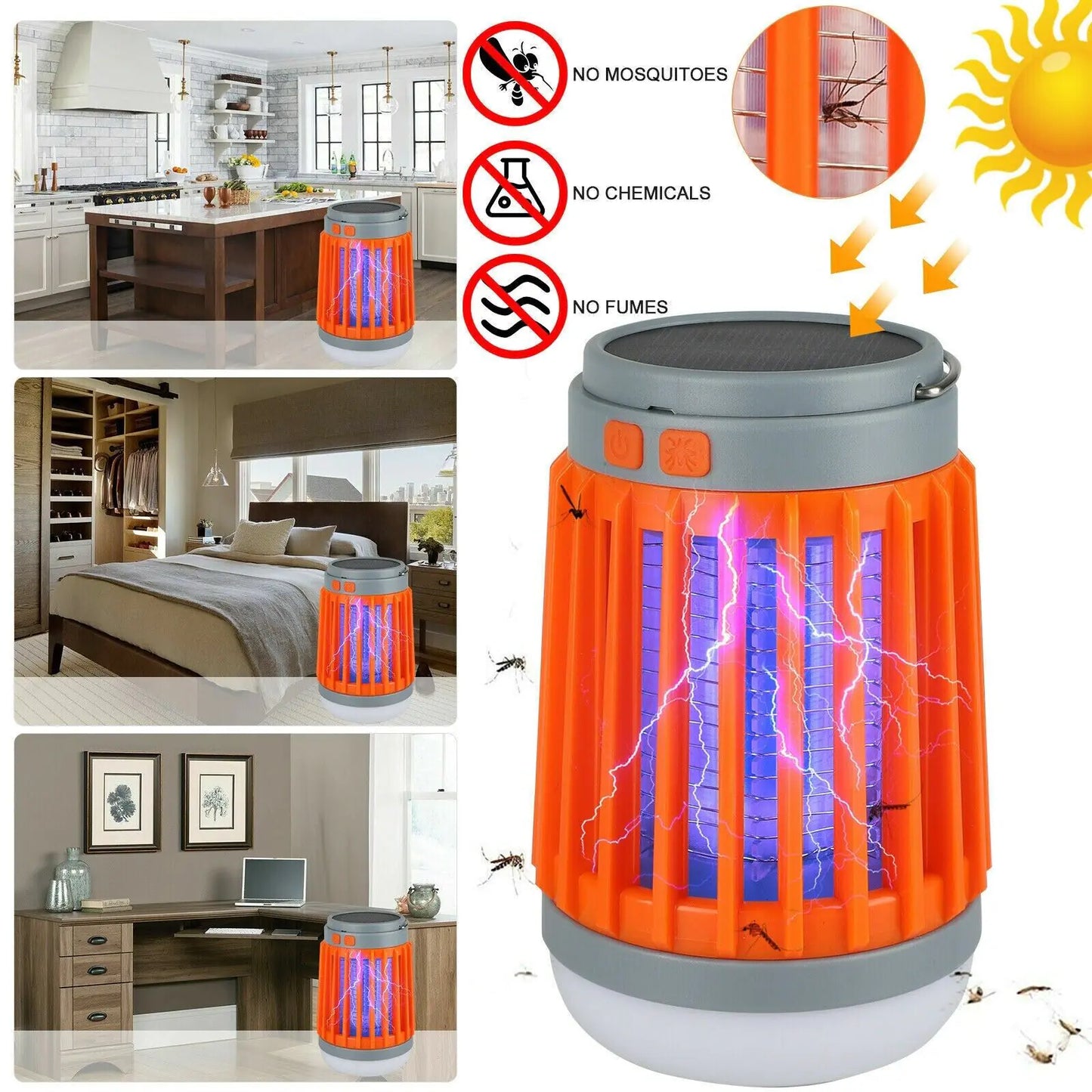 Solar USB Mosquito Light Fly Bug Insect Zapper Trap Pest Lamp