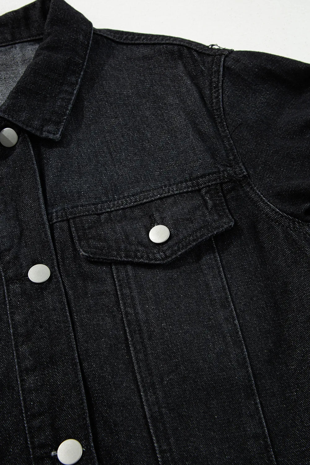 Raw Hem Button Up Denim Top