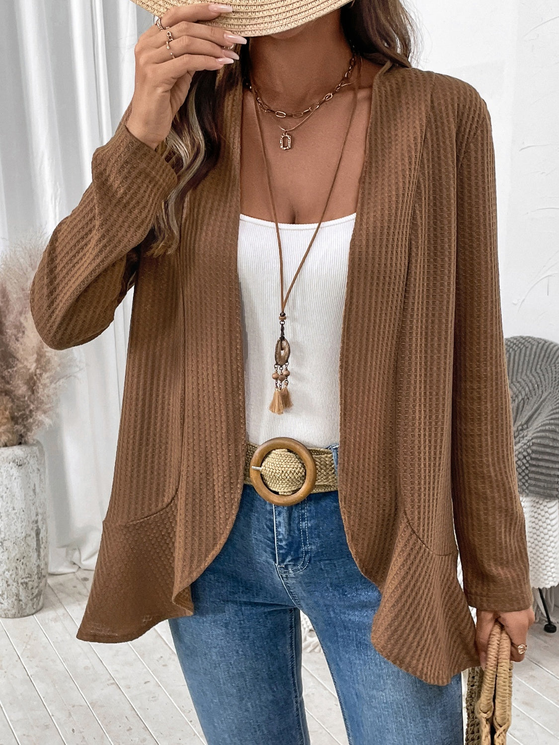 Open Front Long Sleeve Cardigan