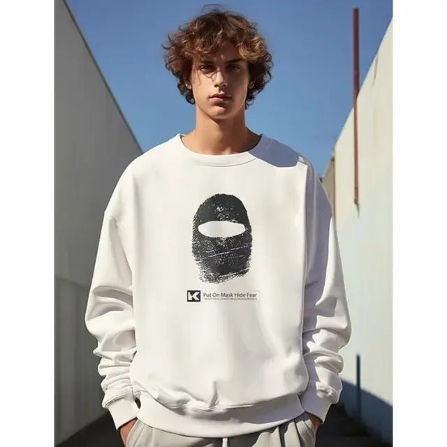 Autumn Cartoon Cat Print Sweatshirts Harajuku Loose Outwear Men Oversized Sweatshirts High Street Casual Long Sleeve Tops