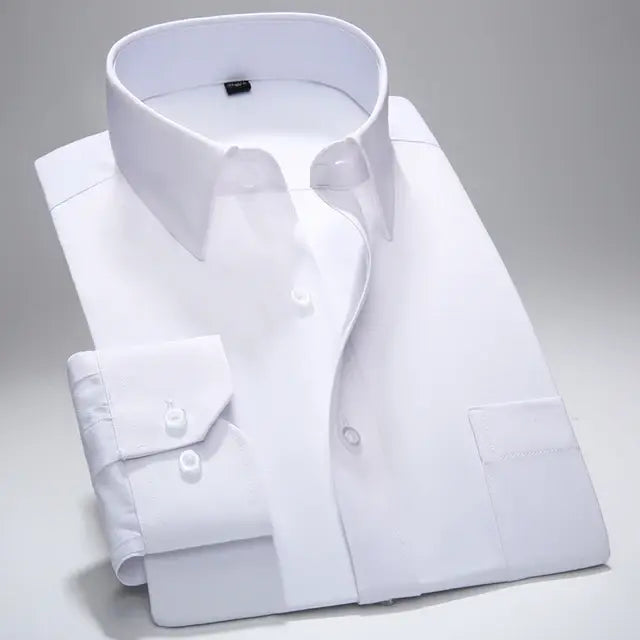 Men's cotton soft and comfortable pocket-less thin formal white work shirt business long-sleeved shirt men's slim shirt