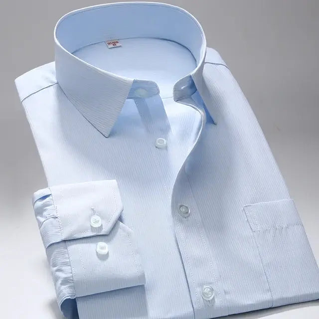 Men's cotton soft and comfortable pocket-less thin formal white work shirt business long-sleeved shirt men's slim shirt