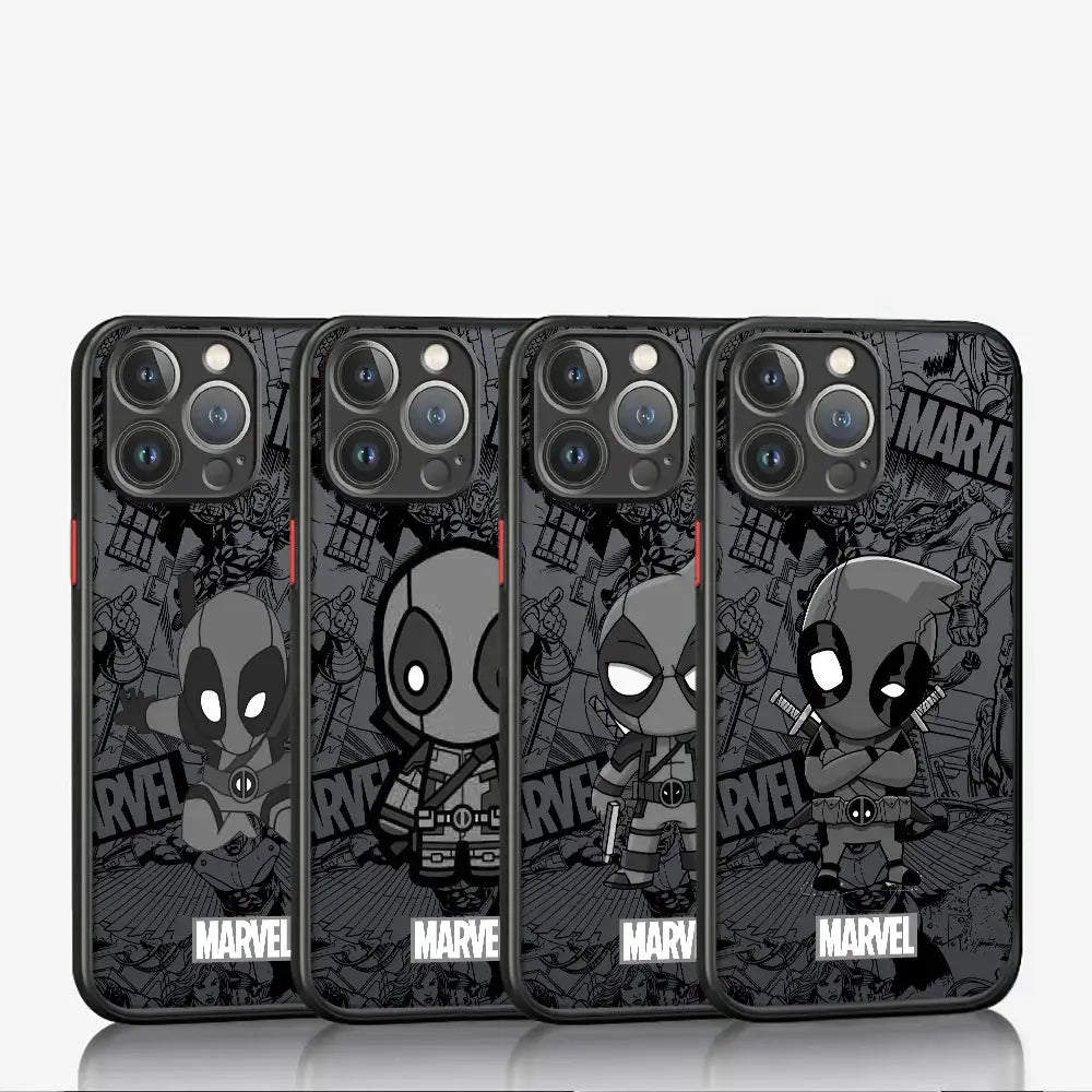 Marvel Comic Deadpool Case For Apple iPhone 14 Plus 13 Pro Max 11 12 Mini XR X XS 7 8 Frosted Matt Black Phone Cover