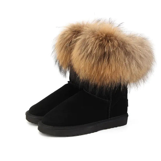 Women's Fox Fur Snow Boots