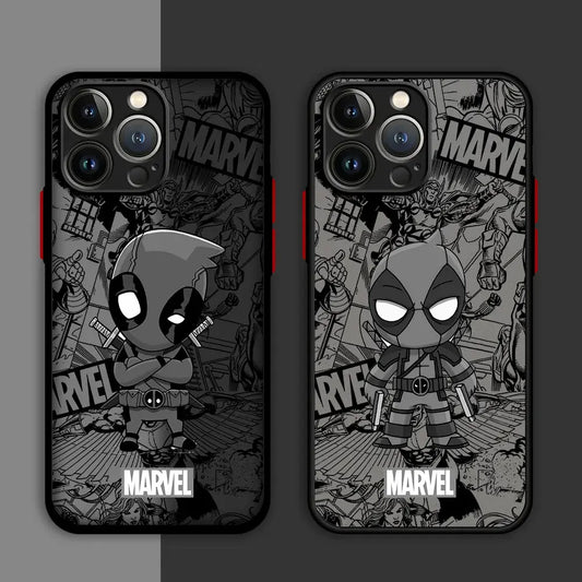 Marvel Comic Deadpool Case For Apple iPhone 14 Plus 13 Pro Max 11 12 Mini XR X XS 7 8 Frosted Matt Black Phone Cover