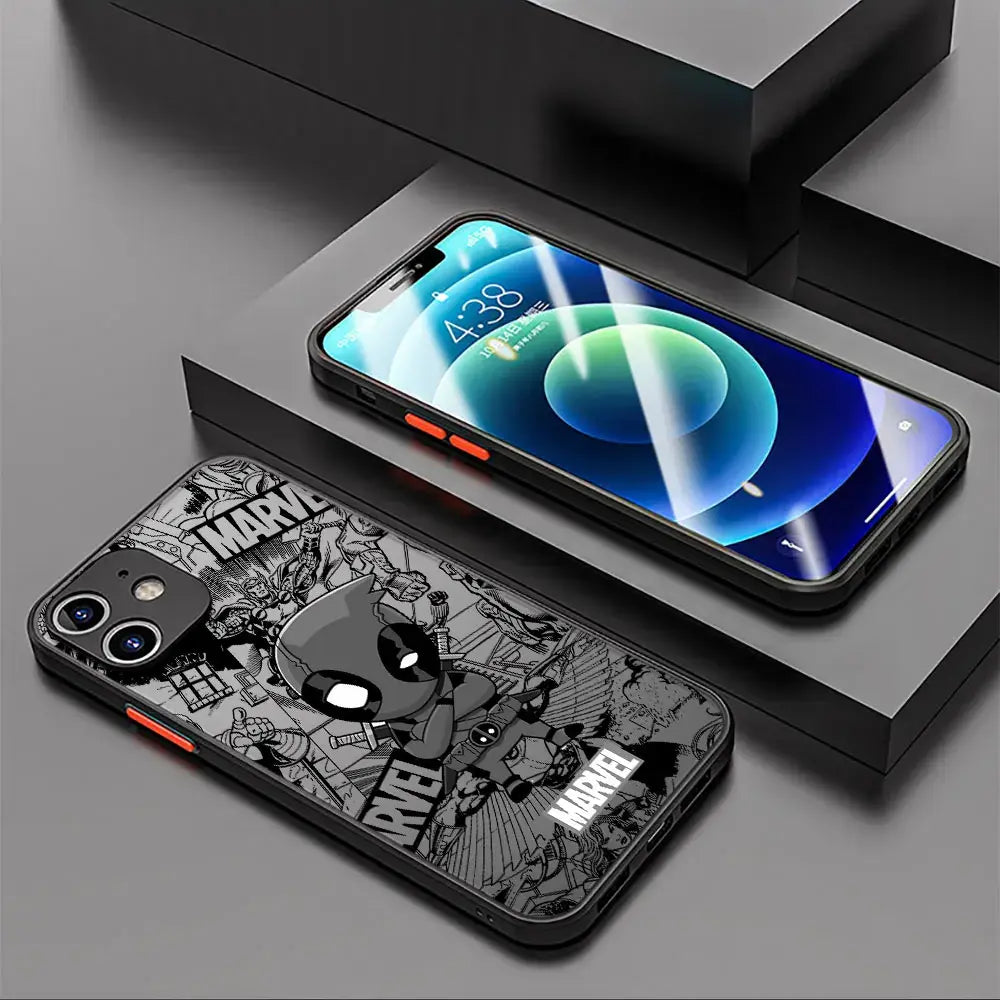 Marvel Comic Deadpool Case For Apple iPhone 14 Plus 13 Pro Max 11 12 Mini XR X XS 7 8 Frosted Matt Black Phone Cover